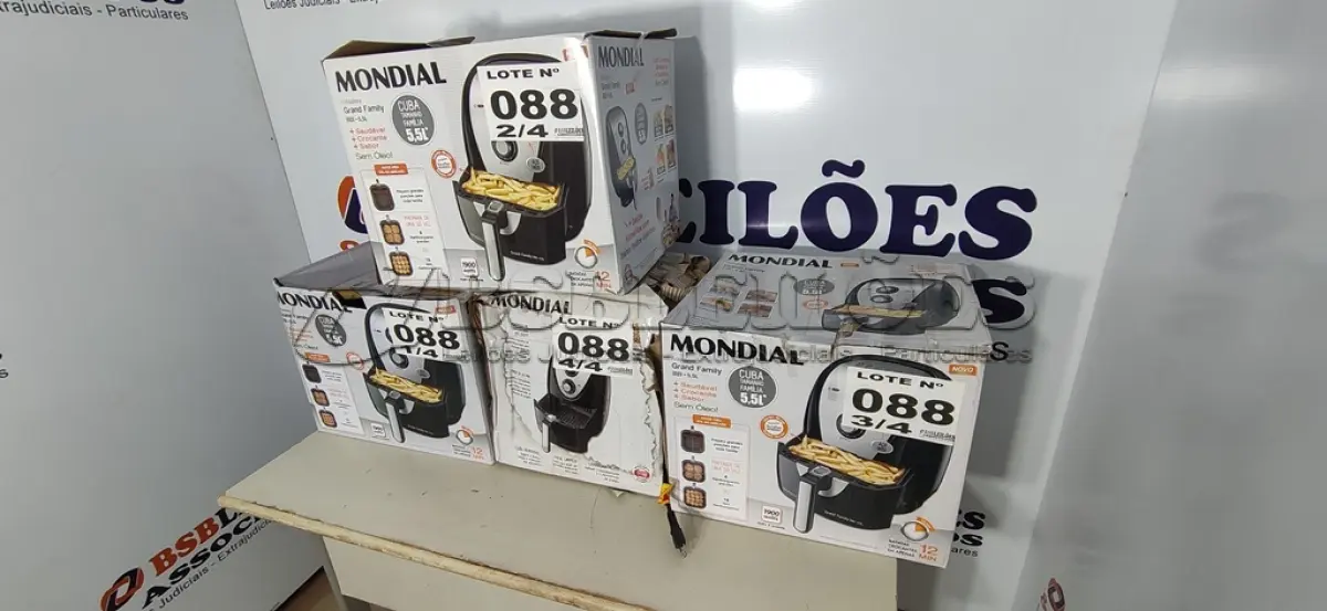 LOTE 088 - 04 - FRITADEIRAS SEM ÓLEO AIR FRYER 5LITROS, MONDIAL 110V (NO ESTADO, NÃO SABEMOS SE FUNCIONA. LEILÃO NÃO TEM GARANTIA E NEM DEVOLUÇÃO, SUJEITO A POSSÍVEIS AVARIAS VISÍVEIS/OCULTAS E/OU AUSÊNCIA DE COMPONENTES)
