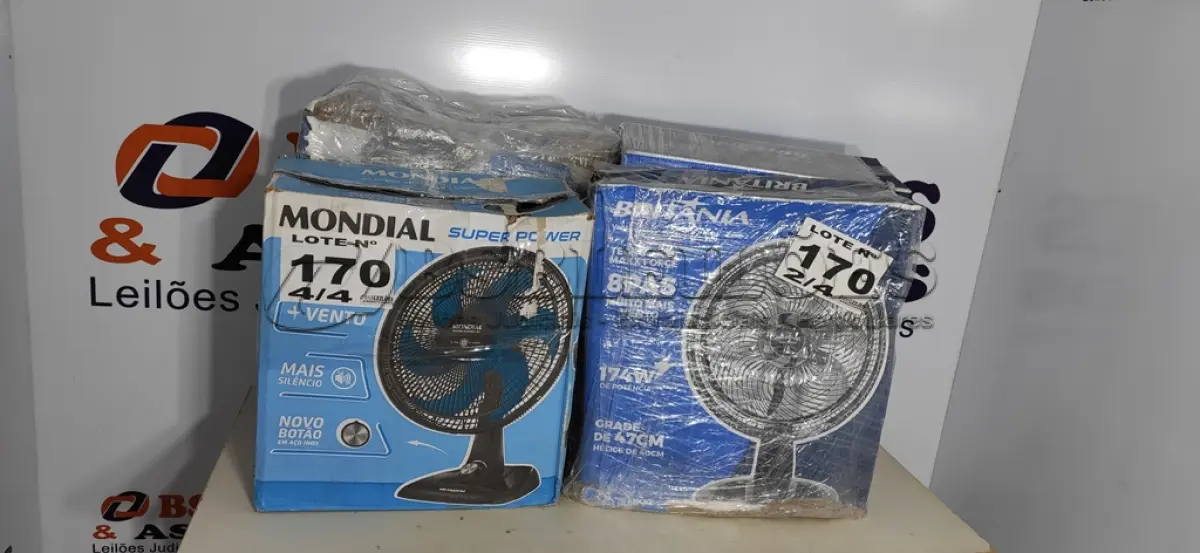 LOTE 170 - 04 - VENTILADORES DIVERSOS 110V (NO ESTADO, NÃO SABEMOS SE FUNCIONA. LEILÃO NÃO TEM GARANTIA E NEM DEVOLUÇÃO, SUJEITO A POSSÍVEIS AVARIAS VISÍVEIS/OCULTAS E/OU AUSÊNCIA DE COMPONENTES)