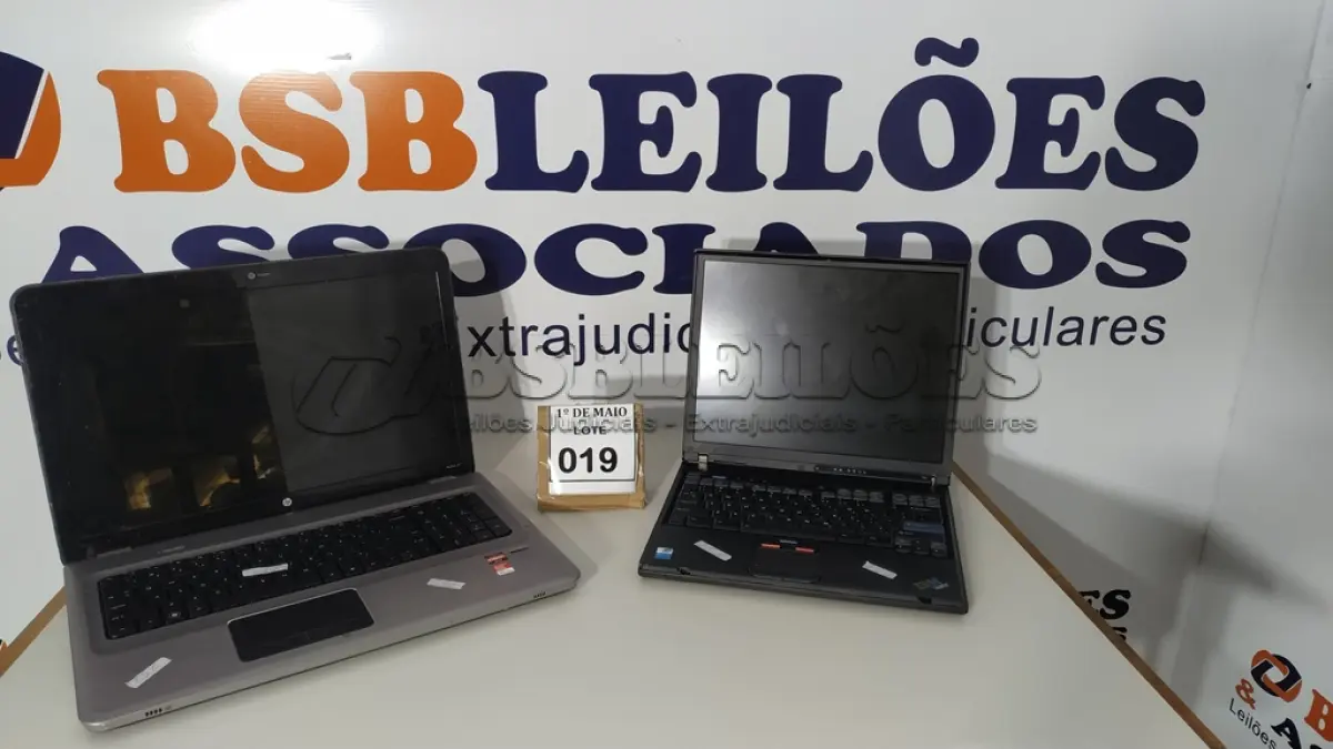 LOTE 019 - 02 NOTEBOOKS, SENDO 01 MARCA HP E 01 MARCA IBM SEM FONTE COM AVARIAS.  (NO ESTADO) ATENÇÃO! FAZER A VISITAÇÃO ANTES DE ARREMATAR, NÃO SABEMOS SE FUNCIONA. LEILÃO NÃO TEM GARANTIA E NEM DEVOLUÇÃO, SUJEITO A POSSÍVEIS AVARIAS VISÍVEIS/OCULTAS E/OU AUSÊNCIA DE COMPONENTES.