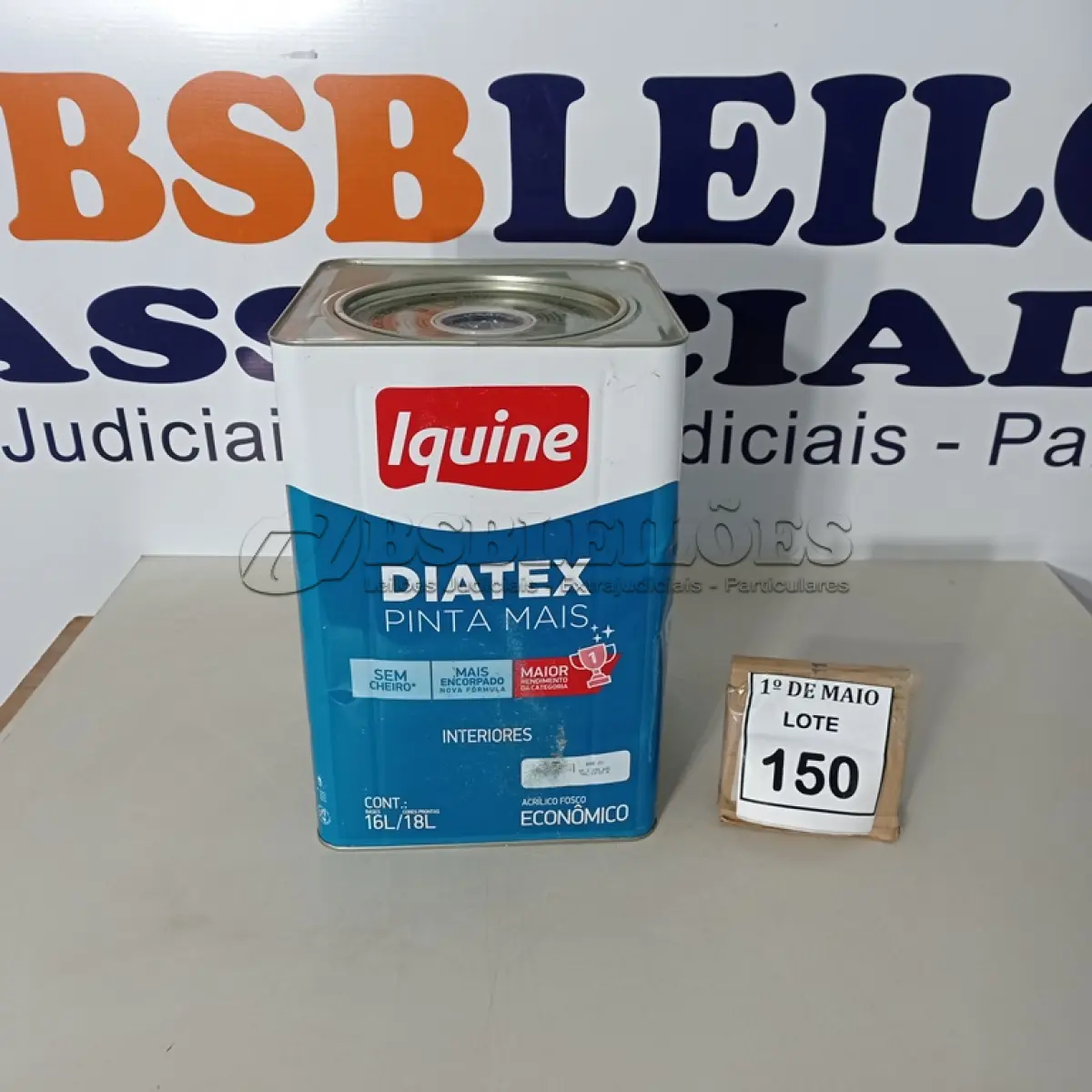 LOTE 150 - 01 LATA DE TINTA PARA INTERIORES DE 16/18 BRANCO MARCA IQUINE DIATEX. (NOVO)(NO ESTADO) ATENÇÃO! FAZER A VISITAÇÃO ANTES DE ARREMATAR, NÃO SABEMOS SE FUNCIONA. LEILÃO NÃO TEM GARANTIA E NEM DEVOLUÇÃO, SUJEITO A POSSÍVEIS AVARIAS VISÍVEIS/OCULTAS E/OU AUSÊNCIA DE COMPONENTES.