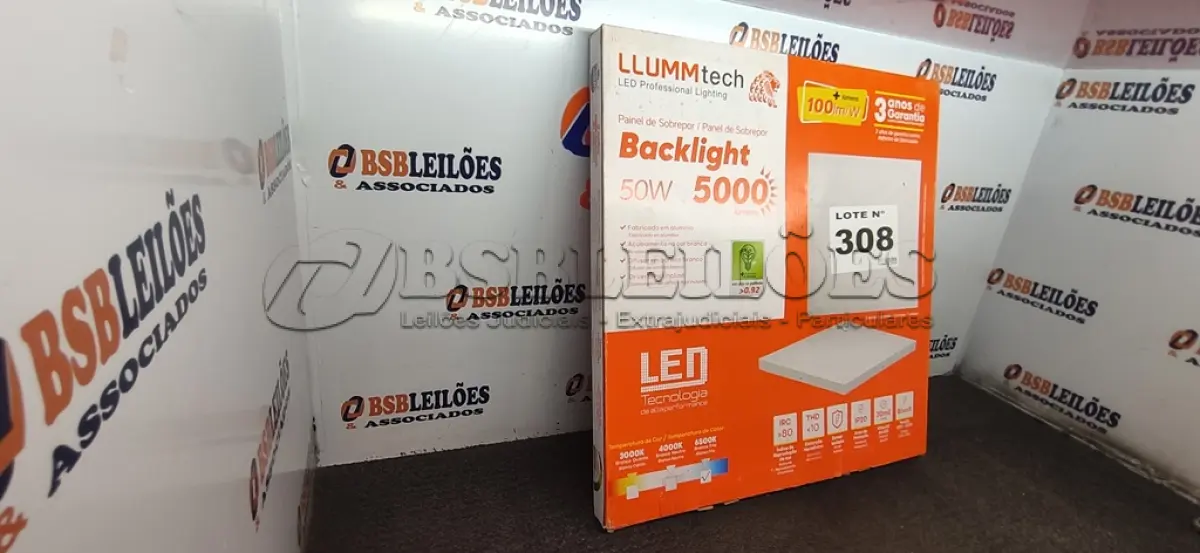 LOTE 308 - 01 - PAINEL DE LED SOBREPOR HOME TECH 50W 60X60CM 5000 LÚMENS LUZ BRANCA (NO ESTADO, NÃO SABEMOS SE FUNCIONA. LEILÃO NÃO TEM GARANTIA E NEM DEVOLUÇÃO, SUJEITO A POSSÍVEIS AVARIAS VISÍVEIS/OCULTAS E/OU AUSÊNCIA DE COMPONENTES)