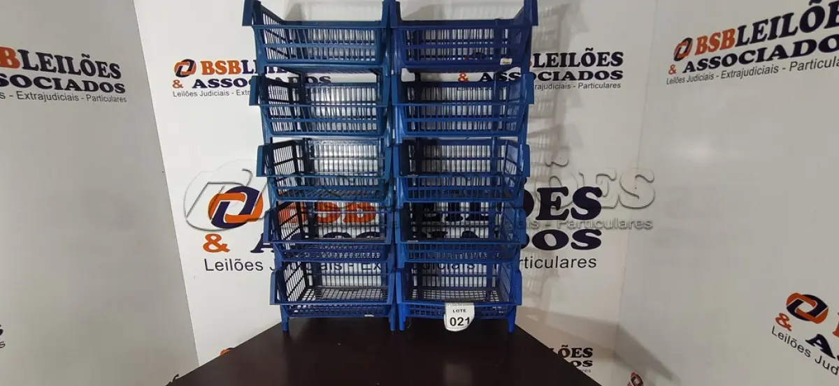 LOTE 021 - 10 CESTAS ORGANIZADORAS NA COR AZUL. (NO ESTADO) ATENÇÃO! FAZER A VISITAÇÃO ANTES DE ARREMATAR, NÃO SABEMOS SE FUNCIONA, LEILÃO NÃO TEM GARANTIA E NEM DEVOLUÇÃO, SUJEITO A POSSÍVEIS AVARIAS VISÍVEIS/OCULTAS E/OU AUSÊNCIA DE COMPONENTES.