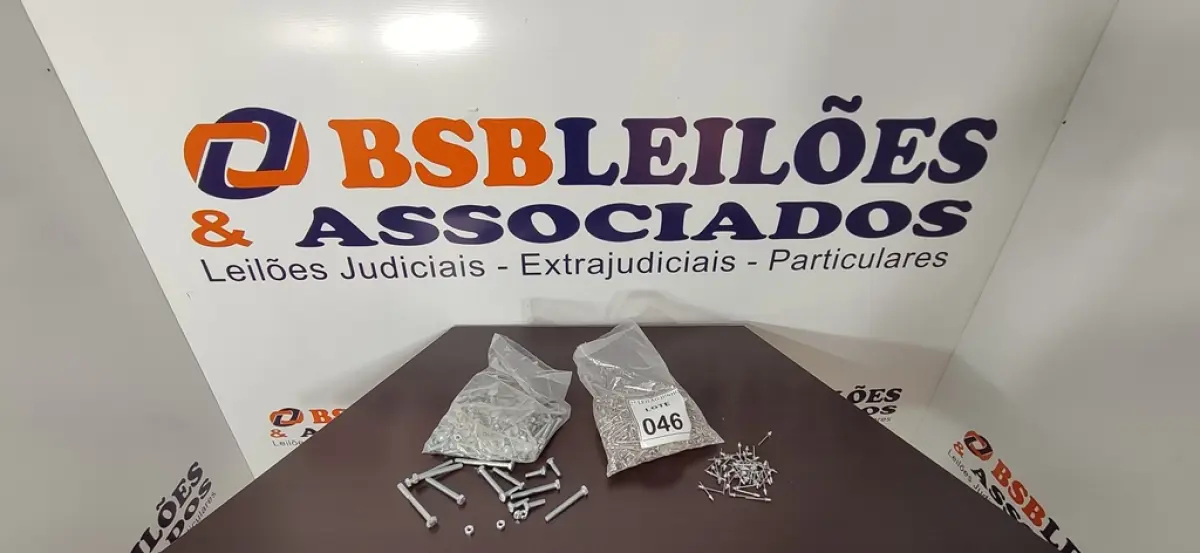 01 LOTE COM GRANDE QUANTIDADE DE REBITES E PARAFUSOS. (NO ESTADO) ATENÇÃO! FAZER A VISITAÇÃO ANTES DE ARREMATAR, NÃO SABEMOS SE FUNCIONA, LEILÃO NÃO TEM GARANTIA E NEM DEVOLUÇÃO, SUJEITO A POSSÍVEIS AVARIAS VISÍVEIS/OCULTAS E/OU AUSÊNCIA DE COMPONENTES.