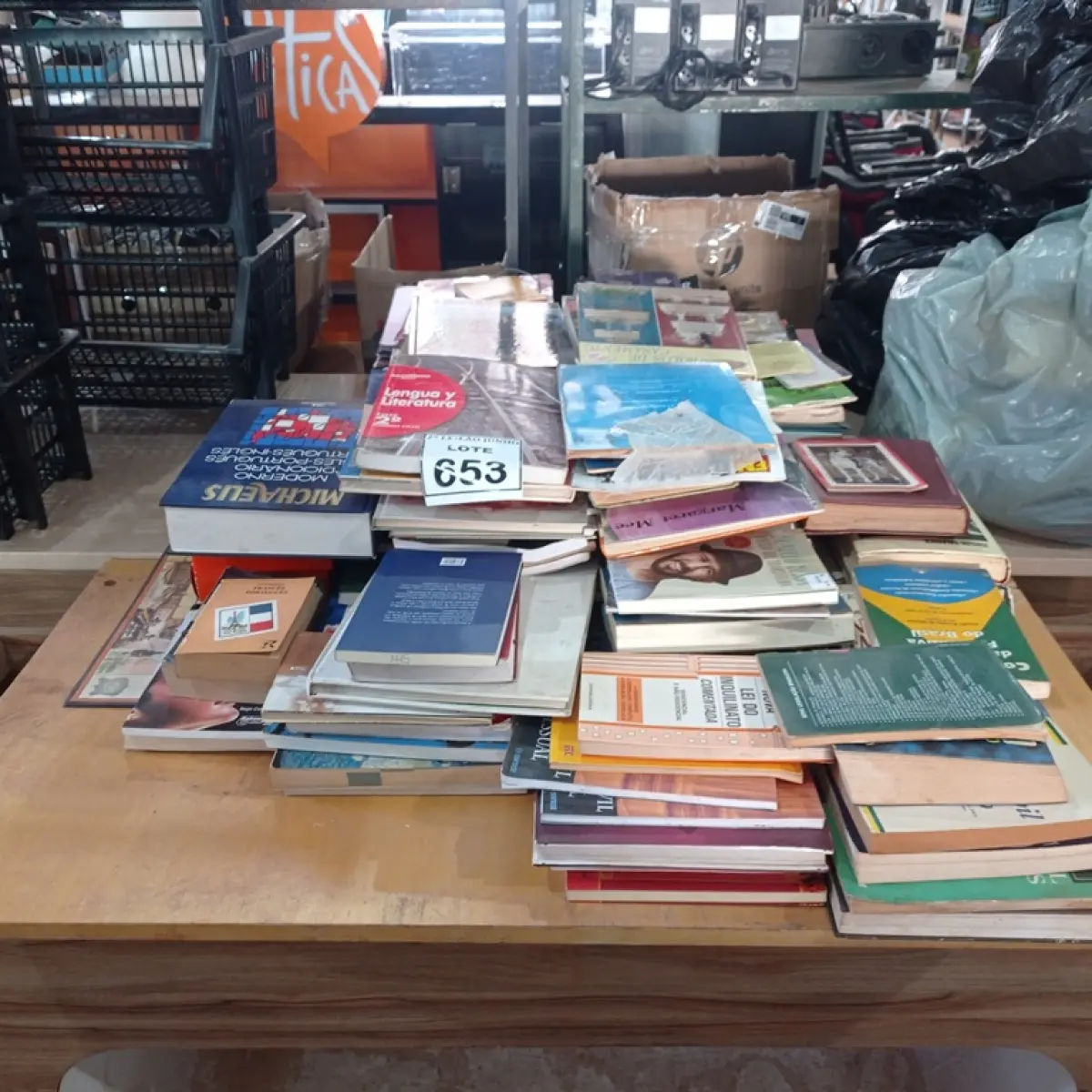 01 LOTE COM GRANDE QUANTIDADE DE LIVROS.  (NO ESTADO) ATENÇÃO! FAZER A VISITAÇÃO ANTES DE ARREMATAR, NÃO SABEMOS SE FUNCIONA, LEILÃO NÃO TEM GARANTIA E NEM DEVOLUÇÃO, SUJEITO A POSSÍVEIS AVARIAS VISÍVEIS/OCULTAS E/OU AUSÊNCIA DE COMPONENTES.