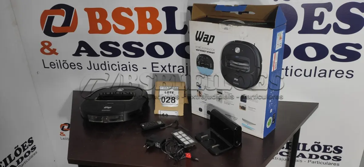 LOTE 028 - 01 ROBÔ ASPIRADOR MARCA WAP. (NO ESTADO) ATENÇÃO! FAZER A VISITAÇÃO ANTES DE ARREMATAR, NÃO SABEMOS SE FUNCIONA, LEILÃO NÃO TEM GARANTIA E NEM DEVOLUÇÃO, SUJEITO A POSSÍVEIS AVARIAS VISÍVEIS/OCULTAS E/OU AUSÊNCIA DE COMPONENTES.