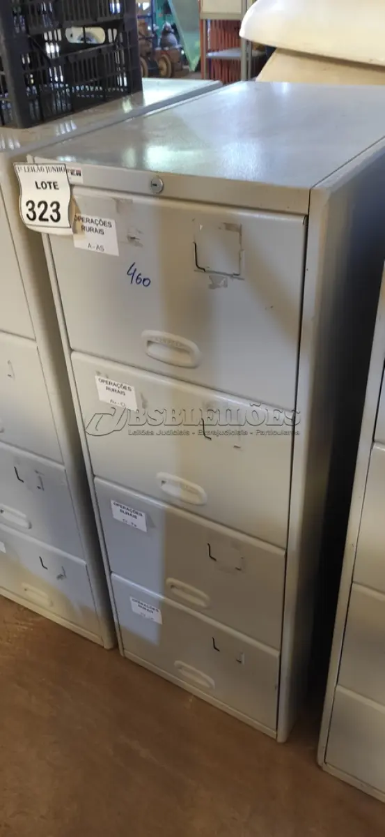 LOTE 323 - 01 ARQUIVO DE AÇO 04 GAVETAS. (NO ESTADO) ATENÇÃO! FAZER A VISITAÇÃO ANTES DE ARREMATAR, NÃO SABEMOS SE FUNCIONA, LEILÃO NÃO TEM GARANTIA E NEM DEVOLUÇÃO, SUJEITO A POSSÍVEIS AVARIAS VISÍVEIS/OCULTAS E/OU AUSÊNCIA DE COMPONENTES.