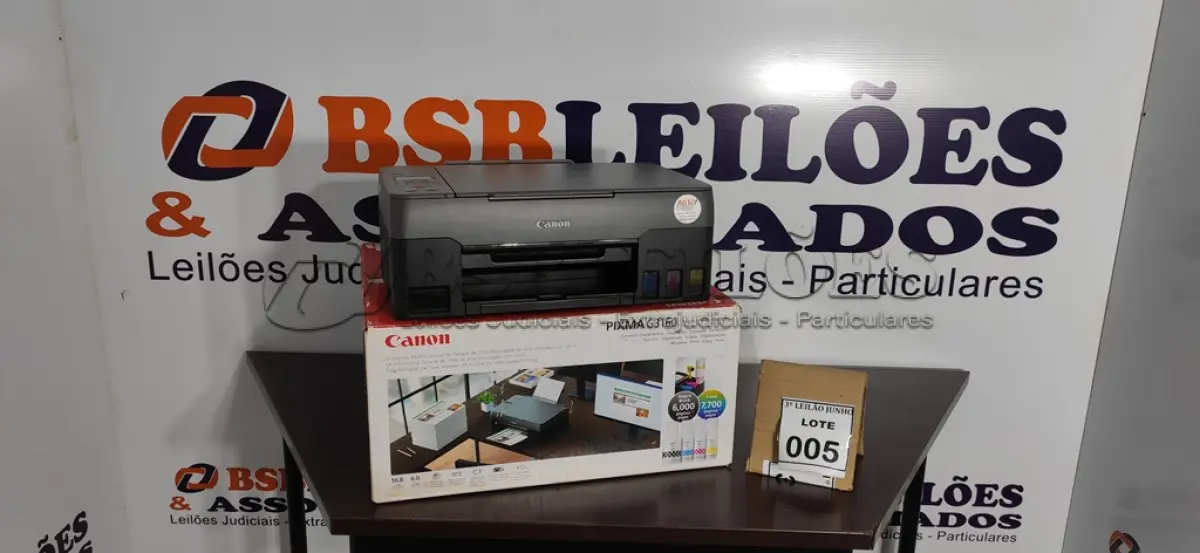 LOTE 005 - 01 IMPRESSORA MULTIFUNCIONAL PIXMA 63160 MARCA CANON. (NO ESTADO) ATENÇÃO! FAZER A VISITAÇÃO ANTES DE ARREMATAR, NÃO SABEMOS SE FUNCIONA, LEILÃO NÃO TEM GARANTIA E NEM DEVOLUÇÃO, SUJEITO A POSSÍVEIS AVARIAS VISÍVEIS/OCULTAS E/OU AUSÊNCIA DE COMPONENTES.