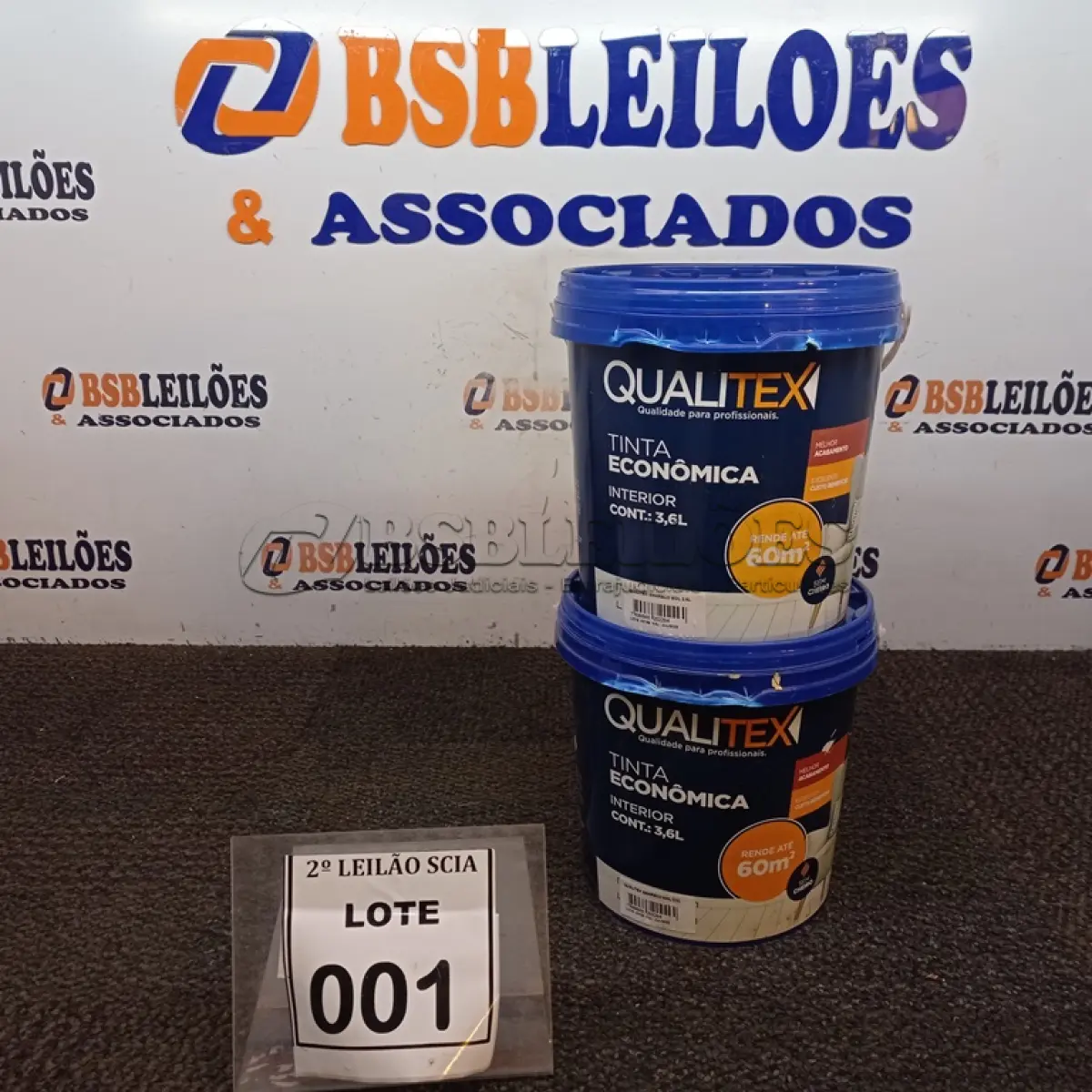 LOTE 001 - 02 TINTAS PARA INTERIORES COM 3,6L CADA NA COR AMARELO SOL MACA QUALITEX.  (NO ESTADO) ATENÇÃO! FAZER A VISITAÇÃO ANTES DE ARREMATAR, NÃO SABEMOS SE FUNCIONA. LEILÃO NÃO TEM GARANTIA E NEM DEVOLUÇÃO, SUJEITO A POSSÍVEIS AVARIAS VISÍVEIS/OCULTAS E/OU AUSÊNCIA DE COMPONENTES.