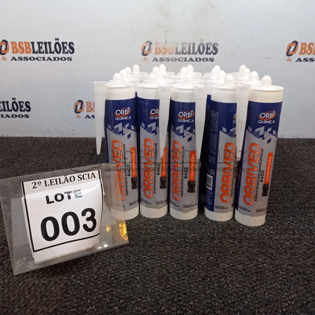 LOTE 003 - 20 ADESIVOS DE SILICONE NEUTRO INCOLOR COM 280ML MARCA OBRIVED.  (NO ESTADO) ATENÇÃO! FAZER A VISITAÇÃO ANTES DE ARREMATAR, NÃO SABEMOS SE FUNCIONA. LEILÃO NÃO TEM GARANTIA E NEM DEVOLUÇÃO, SUJEITO A POSSÍVEIS AVARIAS VISÍVEIS/OCULTAS E/OU AUSÊNCIA DE COMPONENTES.
