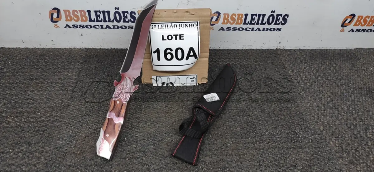 LOTE 160 - FACA IMPORTADA AÇO INOXIDÁVEL CABO EM MADEIRA FULL TANG BAINHA DE NYLON TAMANHO TOTAL 33CM PESO 323G JÁ AFIADA. (NO ESTADO) ATENÇÃO! FAZER A VISITAÇÃO ANTES DE ARREMATAR, NÃO SABEMOS SE FUNCIONA, LEILÃO NÃO TEM GARANTIA E NEM DEVOLUÇÃO, SUJEITO A POSSÍVEIS AVARIAS VISÍVEIS/OCULTAS E/OU AUSÊNCIA DE COMPONENTES.