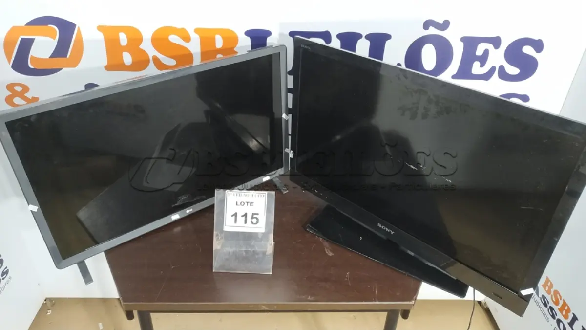 LOTE 115 - 01 TV LCD 23’’ MARCA LG E 01 TV LCD 32’’ MARCA SONNY. (NO ESTADO) ATENÇÃO! FAZER A VISITAÇÃO ANTES DE ARREMATAR, NÃO SABEMOS SE FUNCIONA. LEILÃO NÃO TEM GARANTIA E NEM DEVOLUÇÃO, SUJEITO A POSSÍVEIS AVARIAS VISÍVEIS/OCULTAS E/OU AUSÊNCIA DE COMPONENTES.
