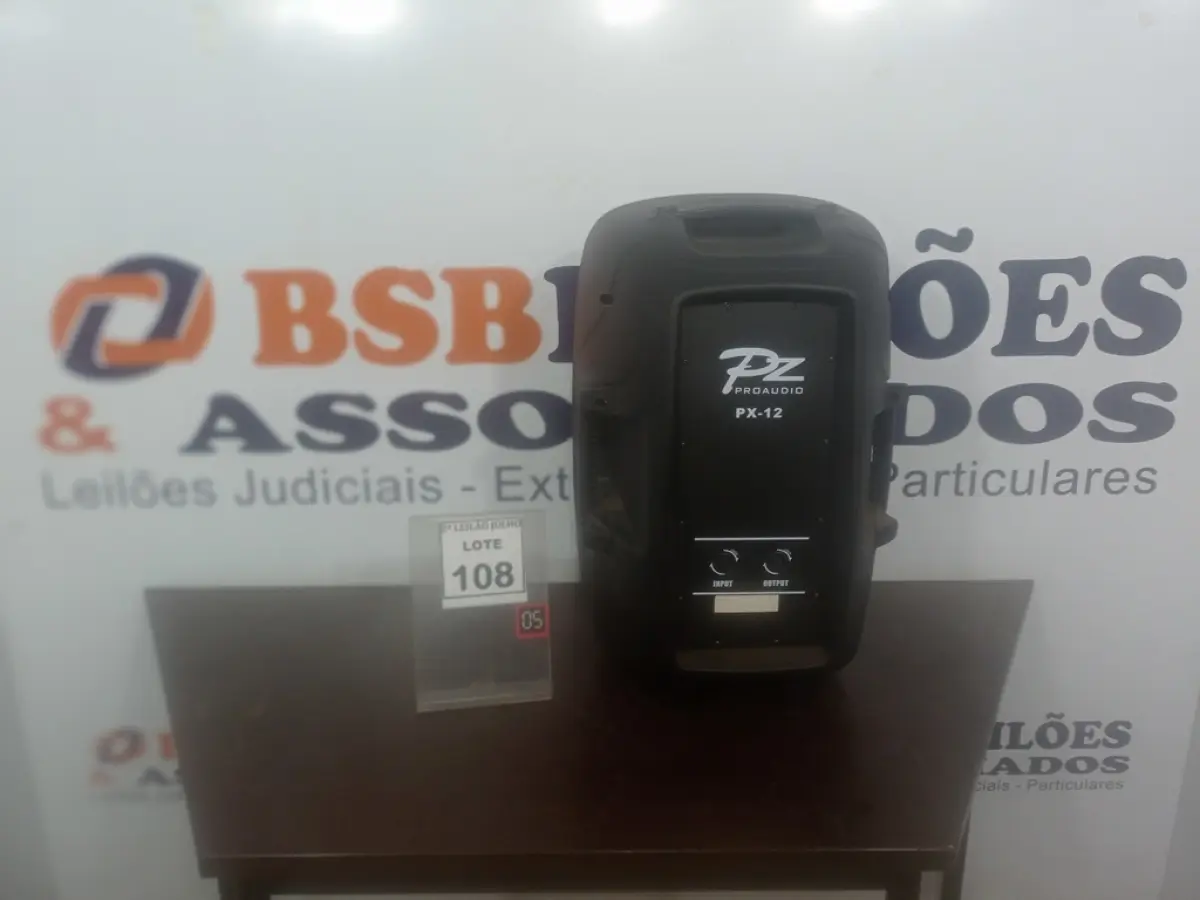 01 CAIXA DE SOM PZPROPASSIVE PX-12. (NO ESTADO) ATENÇÃO! FAZER A VISITAÇÃO ANTES DE ARREMATAR, NÃO SABEMOS SE FUNCIONA. LEILÃO NÃO TEM GARANTIA E NEM DEVOLUÇÃO, SUJEITO A POSSÍVEIS AVARIAS VISÍVEIS/OCULTAS E/OU AUSÊNCIA DE COMPONENTES.