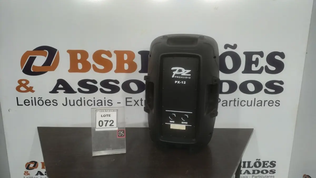 01 CAIXA DE SOM PZPROPASSIVE PX-12. (NO ESTADO) ATENÇÃO! FAZER A VISITAÇÃO ANTES DE ARREMATAR, NÃO SABEMOS SE FUNCIONA. LEILÃO NÃO TEM GARANTIA E NEM DEVOLUÇÃO, SUJEITO A POSSÍVEIS AVARIAS VISÍVEIS/OCULTAS E/OU AUSÊNCIA DE COMPONENTES.