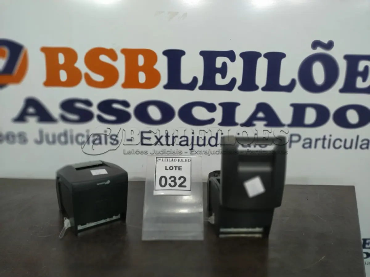 LOTE 032 - 02 IMPRESSORAS DE CUPOM MARCA BEMATECH. (NO ESTADO) ATENÇÃO! FAZER A VISITAÇÃO ANTES DE ARREMATAR, NÃO SABEMOS SE FUNCIONA. LEILÃO NÃO TEM GARANTIA E NEM DEVOLUÇÃO, SUJEITO A POSSÍVEIS AVARIAS VISÍVEIS/OCULTAS E/OU AUSÊNCIA DE COMPONENTES.