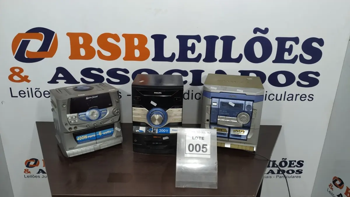 03 MICROSYSTEMS DE MARCAS E MODELOS DIVERSOS. (NO ESTADO) ATENÇÃO! FAZER A VISITAÇÃO ANTES DE ARREMATAR, NÃO SABEMOS SE FUNCIONA. LEILÃO NÃO TEM GARANTIA E NEM DEVOLUÇÃO, SUJEITO A POSSÍVEIS AVARIAS VISÍVEIS/OCULTAS E/OU AUSÊNCIA DE COMPONENTES.