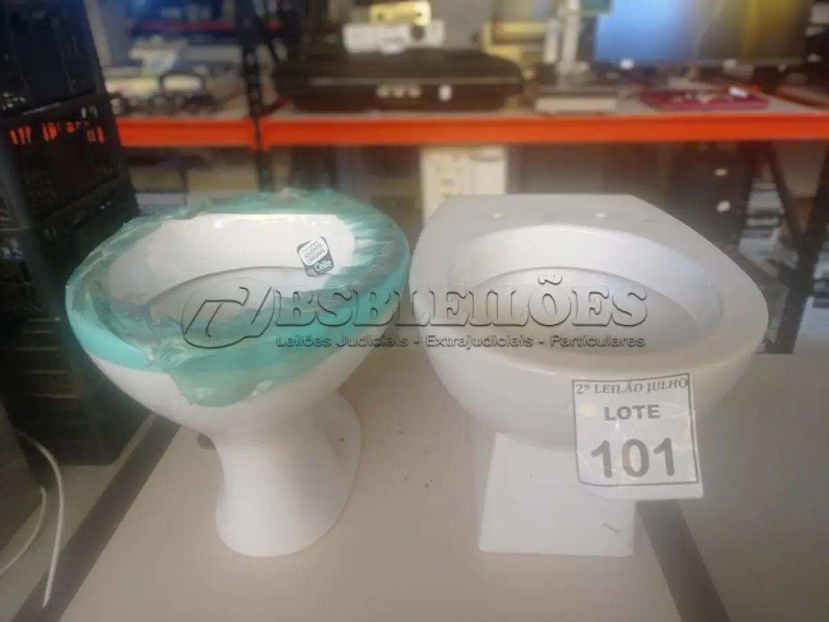 LOTE 101 - 02 VASOS SANITÁRIOS. (NO ESTADO) ATENÇÃO! FAZER A VISITAÇÃO ANTES DE ARREMATAR, NÃO SABEMOS SE FUNCIONA. LEILÃO NÃO TEM GARANTIA E NEM DEVOLUÇÃO, SUJEITO A POSSÍVEIS AVARIAS VISÍVEIS/OCULTAS E/OU AUSÊNCIA DE COMPONENTES.