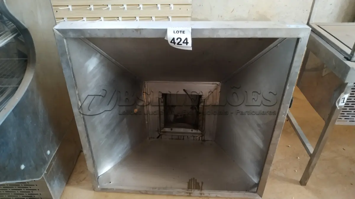LOTE 424 - 01 COIFA EM INOX. (NO ESTADO) ATENÇÃO! FAZER A VISITAÇÃO ANTES DE ARREMATAR, NÃO SABEMOS SE FUNCIONA. LEILÃO NÃO TEM GARANTIA E NEM DEVOLUÇÃO, SUJEITO A POSSÍVEIS AVARIAS VISÍVEIS/OCULTAS E/OU AUSÊNCIA DE COMPONENTES.