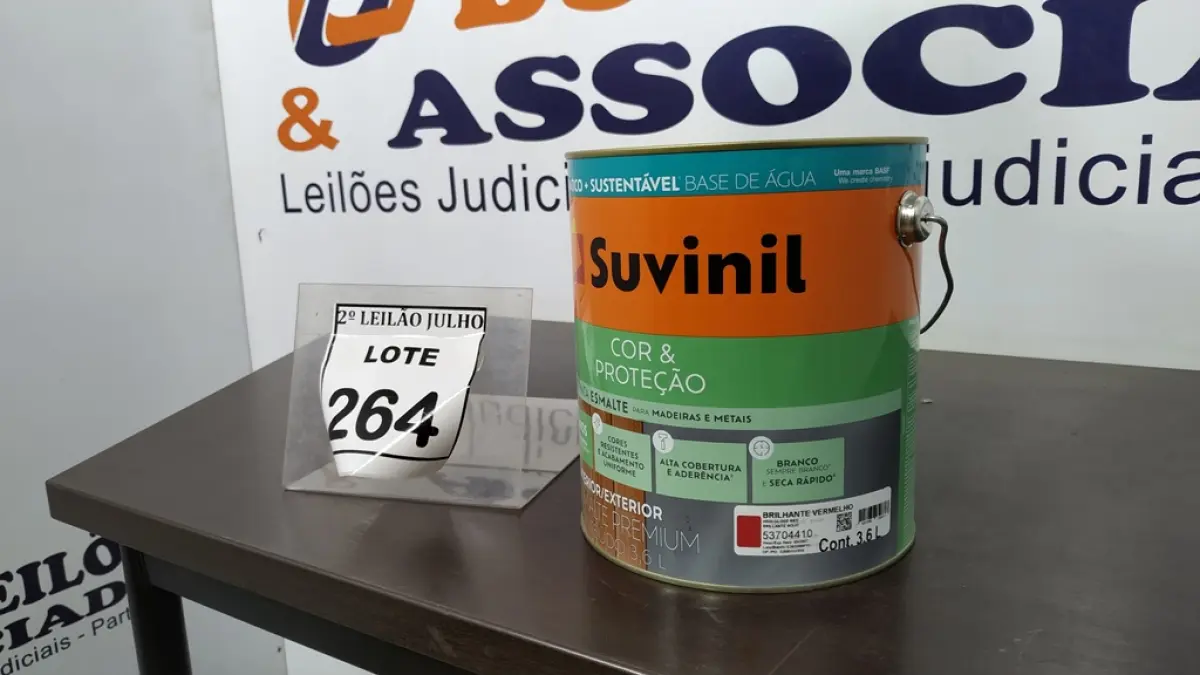 01 LATA DE TINTA ESMALTE DE 3,6L NA COR BRILHANTE VERMELHO MARCA SUVINIL. (NO ESTADO) ATENÇÃO! FAZER A VISITAÇÃO ANTES DE ARREMATAR, NÃO SABEMOS SE FUNCIONA. LEILÃO NÃO TEM GARANTIA E NEM DEVOLUÇÃO, SUJEITO A POSSÍVEIS AVARIAS VISÍVEIS/OCULTAS E/OU AUSÊNCIA DE COMPONENTES.