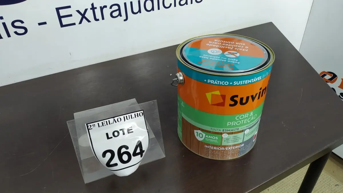 01 LATA DE TINTA ESMALTE DE 3,6L NA COR BRILHANTE VERMELHO MARCA SUVINIL. (NO ESTADO) ATENÇÃO! FAZER A VISITAÇÃO ANTES DE ARREMATAR, NÃO SABEMOS SE FUNCIONA. LEILÃO NÃO TEM GARANTIA E NEM DEVOLUÇÃO, SUJEITO A POSSÍVEIS AVARIAS VISÍVEIS/OCULTAS E/OU AUSÊNCIA DE COMPONENTES.