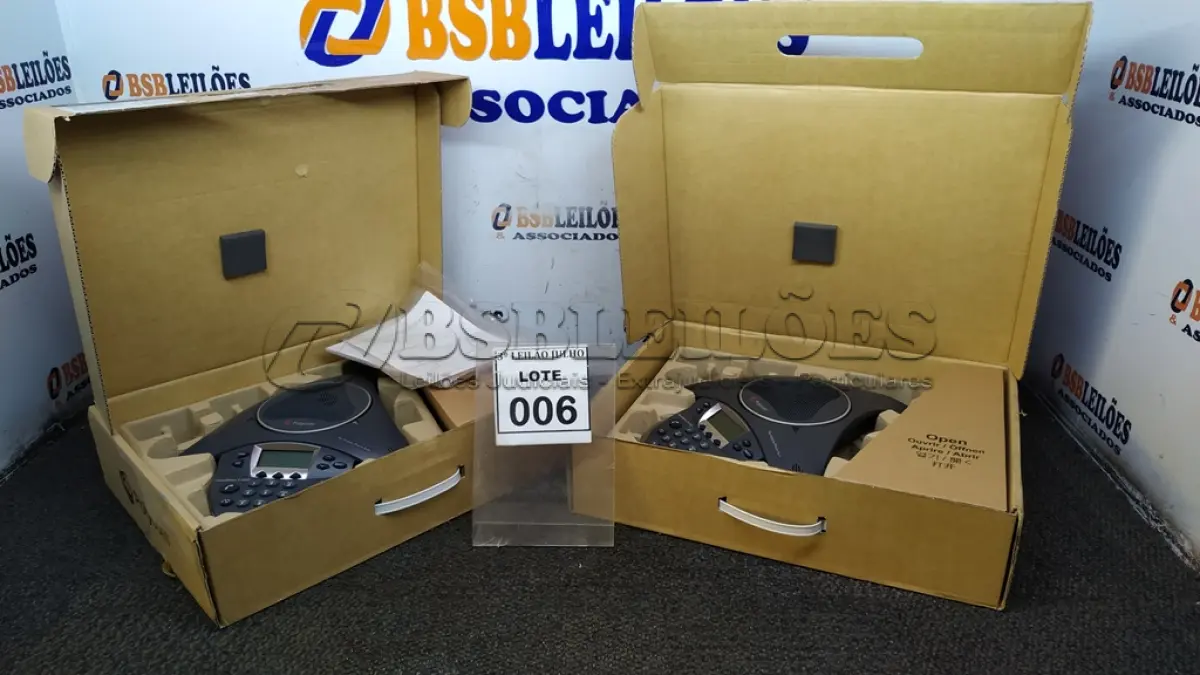 LOTE 006 - 02 ESTAÇOES DE AUDIOCONFERÊNCIA MARCA POLYCOM SOUNDSTATIOM. (NO ESTADO) ATENÇÃO! FAZER A VISITAÇÃO ANTES DE ARREMATAR, NÃO SABEMOS SE FUNCIONA, LEILÃO NÃO TEM GARANTIA E NEM DEVOLUÇÃO, SUJEITO A POSSÍVEIS AVARIAS VISÍVEIS/OCULTAS E/OU AUSÊNCIA DE COMPONENTES.