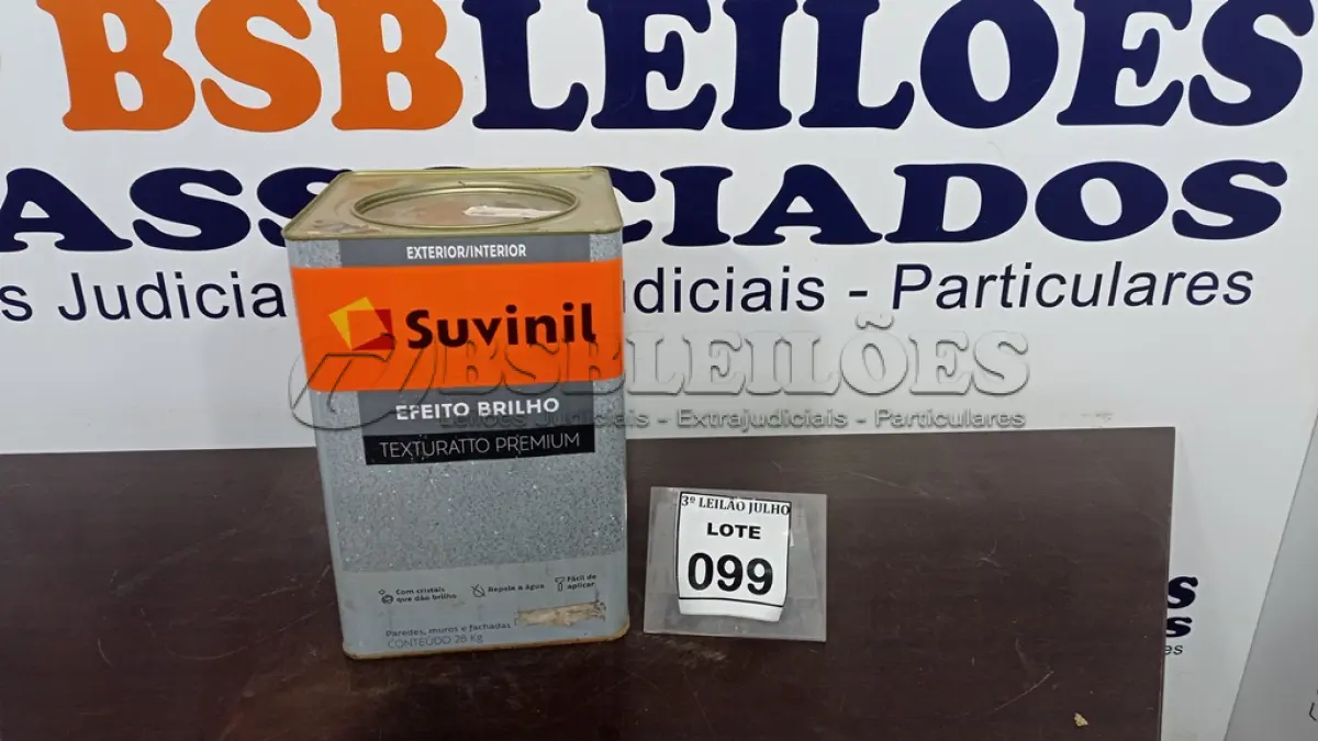 LOTE 099 - 01 LATA DE TEXTURATTO PREMIUM 26KG NA COR PALHA MARCA SUVINIL. (NO ESTADO) ATENÇÃO! FAZER A VISITAÇÃO ANTES DE ARREMATAR, NÃO SABEMOS SE FUNCIONA, LEILÃO NÃO TEM GARANTIA E NEM DEVOLUÇÃO, SUJEITO A POSSÍVEIS AVARIAS VISÍVEIS/OCULTAS E/OU AUSÊNCIA DE COMPONENTES.