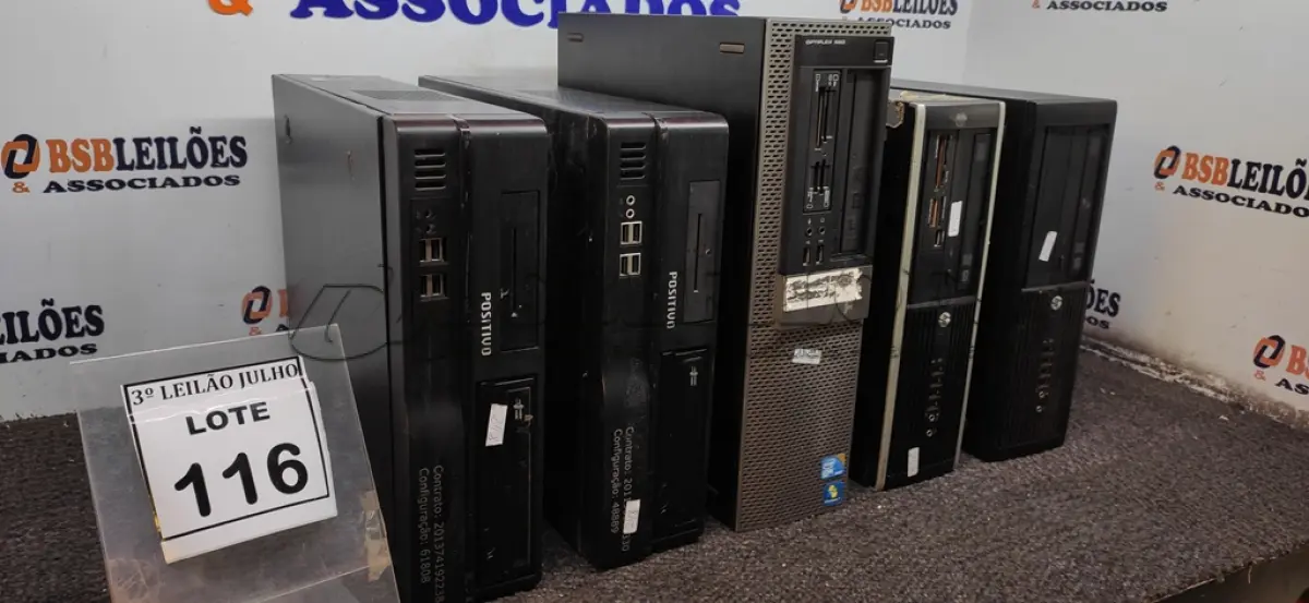 LOTE 116 - 06 CPU’S DE MARCAS E MODELOS DIVERSOS. (NO ESTADO) ATENÇÃO! FAZER A VISITAÇÃO ANTES DE ARREMATAR, NÃO SABEMOS SE FUNCIONA, LEILÃO NÃO TEM GARANTIA E NEM DEVOLUÇÃO, SUJEITO A POSSÍVEIS AVARIAS VISÍVEIS/OCULTAS E/OU AUSÊNCIA DE COMPONENTES.