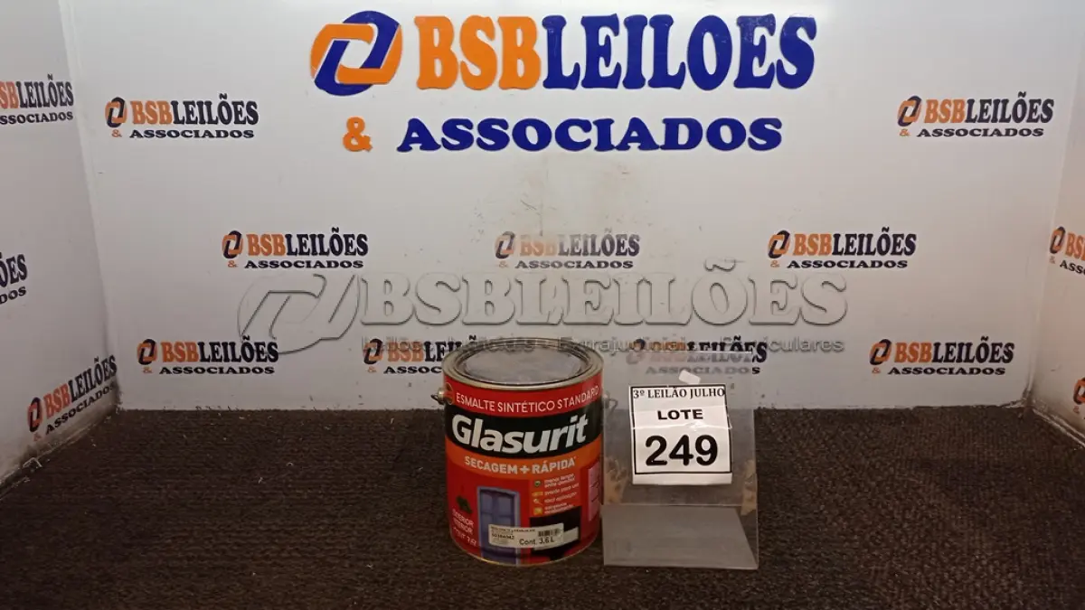LOTE 249 - 01 LATA DE ESMALTE SINTÉTICO COM 3,6L NA COR BRILHANTE LARANJA IPÊ MARCA GLASURIT. (NO ESTADO) ATENÇÃO! FAZER A VISITAÇÃO ANTES DE ARREMATAR, NÃO SABEMOS SE FUNCIONA, LEILÃO NÃO TEM GARANTIA E NEM DEVOLUÇÃO, SUJEITO A POSSÍVEIS AVARIAS VISÍVEIS/OCULTAS E/OU AUSÊNCIA DE COMPONENTES.