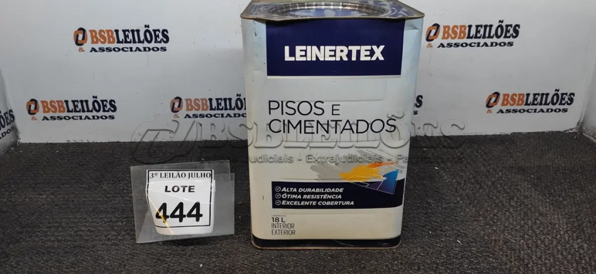 LOTE 444 - 01 LATA DE TINTA PARA PISOS E CIMENTADOS 18L COR PRETO MARCA LEINERTEX. (NO ESTADO) ATENÇÃO! FAZER A VISITAÇÃO ANTES DE ARREMATAR, NÃO SABEMOS SE FUNCIONA, LEILÃO NÃO TEM GARANTIA E NEM DEVOLUÇÃO, SUJEITO A POSSÍVEIS AVARIAS VISÍVEIS/OCULTAS E/OU AUSÊNCIA DE COMPONENTES.