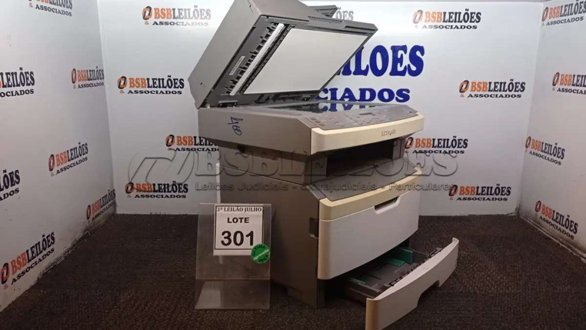 LOTE 301 - 01 IMPRESSORA MODELO X364DN MARCA LEXMARK. (NO ESTADO) ATENÇÃO! FAZER A VISITAÇÃO ANTES DE ARREMATAR, NÃO SABEMOS SE FUNCIONA, LEILÃO NÃO TEM GARANTIA E NEM DEVOLUÇÃO, SUJEITO A POSSÍVEIS AVARIAS VISÍVEIS/OCULTAS E/OU AUSÊNCIA DE COMPONENTES.