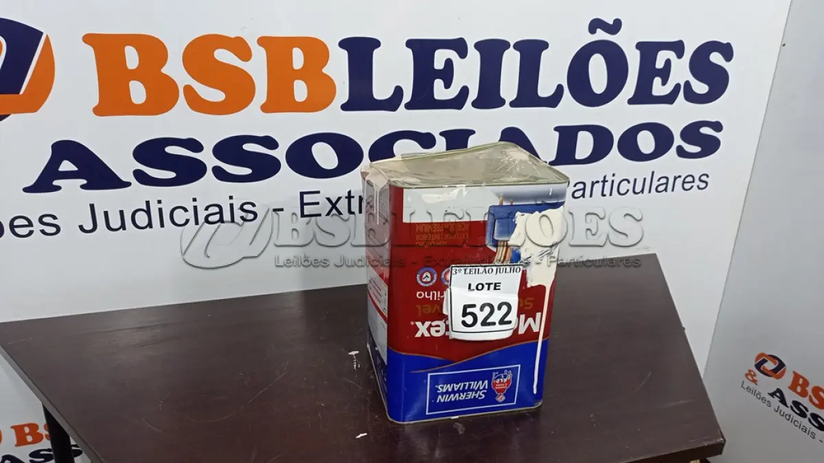 LOTE 522 - 01 LATA DE TINTA ACRÍLICA METALATEX SHERWIN-WILLIAMS 16L NA COR PALHA. (NO ESTADO) ATENÇÃO! FAZER A VISITAÇÃO ANTES DE ARREMATAR, NÃO SABEMOS SE FUNCIONA, LEILÃO NÃO TEM GARANTIA E NEM DEVOLUÇÃO, SUJEITO A POSSÍVEIS AVARIAS VISÍVEIS/OCULTAS E/OU AUSÊNCIA DE COMPONENTES.