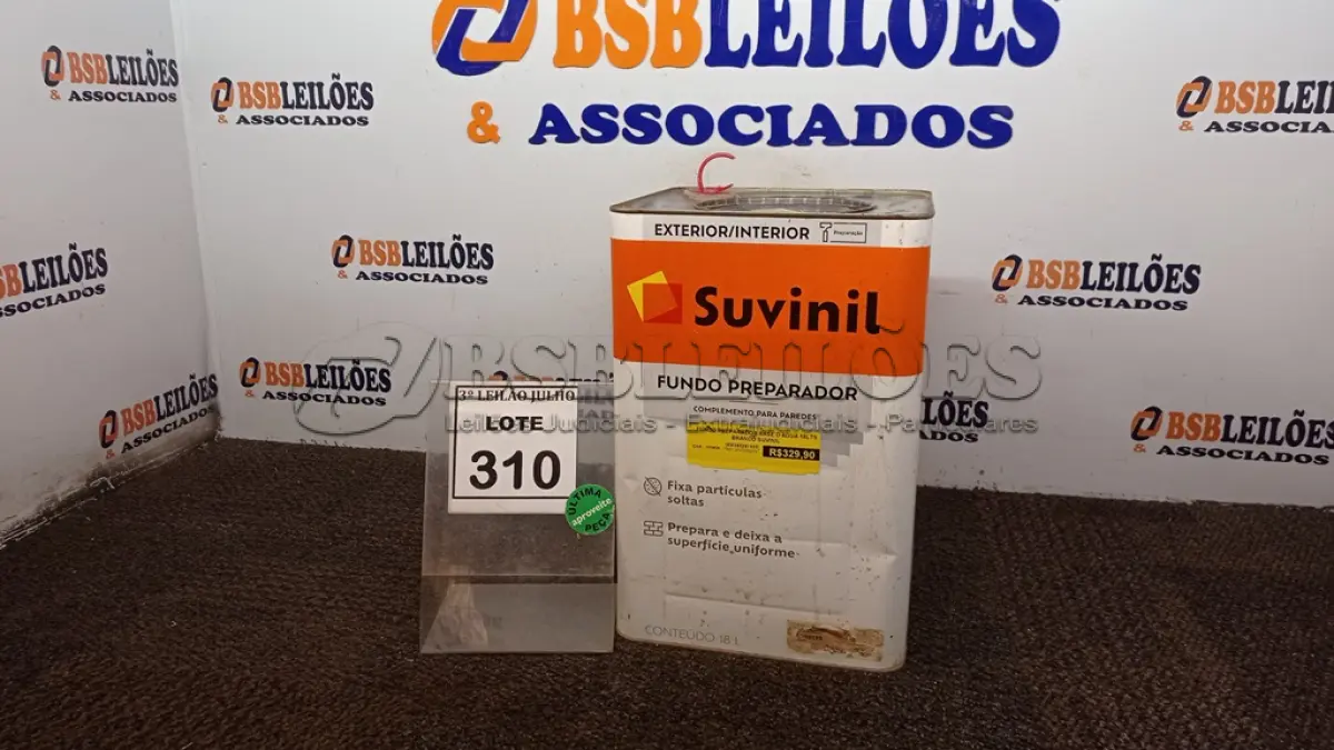 LOTE 310 - 01 LATA DE FUNDO PREPARADOR INTERIOR/EXTERIOR 18L MARCA SUVINIL. (NO ESTADO) ATENÇÃO! FAZER A VISITAÇÃO ANTES DE ARREMATAR, NÃO SABEMOS SE FUNCIONA, LEILÃO NÃO TEM GARANTIA E NEM DEVOLUÇÃO, SUJEITO A POSSÍVEIS AVARIAS VISÍVEIS/OCULTAS E/OU AUSÊNCIA DE COMPONENTES.