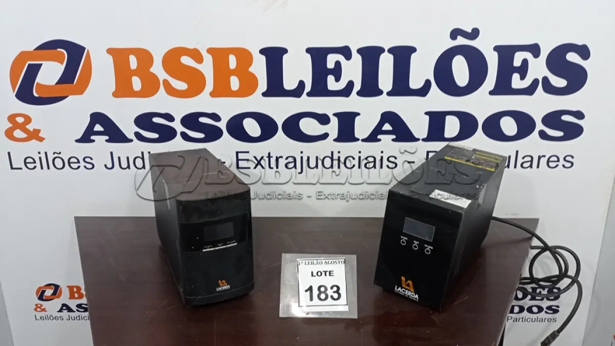 LOTE 183 - 02 NOBREAKS. (NO ESTADO) ATENÇÃO! FAZER A VISITAÇÃO ANTES DE ARREMATAR, NÃO SABEMOS SE FUNCIONA. LEILÃO NÃO TEM GARANTIA E NEM DEVOLUÇÃO, SUJEITO A POSSÍVEIS AVARIAS VISÍVEIS/OCULTAS E/OU AUSÊNCIA DE COMPONENTES.