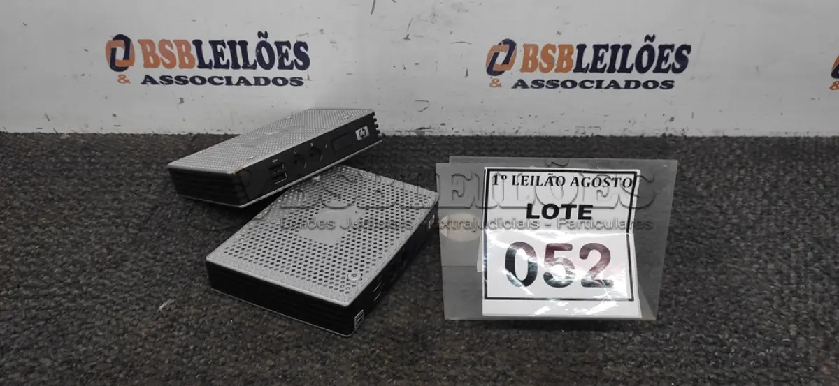 LOTE 052 - 02 MINIS PC MARCA HP. (NO ESTADO) ATENÇÃO! FAZER A VISITAÇÃO ANTES DE ARREMATAR, NÃO SABEMOS SE FUNCIONA. LEILÃO NÃO TEM GARANTIA E NEM DEVOLUÇÃO, SUJEITO A POSSÍVEIS AVARIAS VISÍVEIS/OCULTAS E/OU AUSÊNCIA DE COMPONENTES.