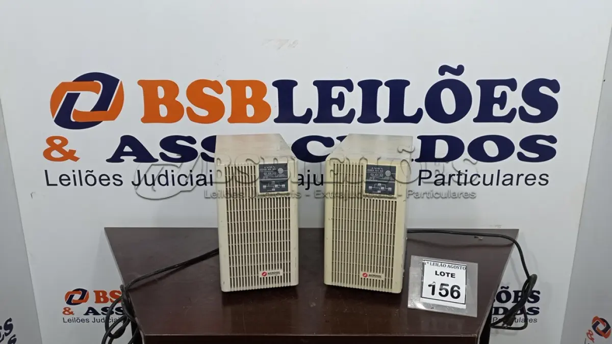 LOTE 156 - 02 NOBREAKS. (NO ESTADO) ATENÇÃO! FAZER A VISITAÇÃO ANTES DE ARREMATAR, NÃO SABEMOS SE FUNCIONA. LEILÃO NÃO TEM GARANTIA E NEM DEVOLUÇÃO, SUJEITO A POSSÍVEIS AVARIAS VISÍVEIS/OCULTAS E/OU AUSÊNCIA DE COMPONENTES.