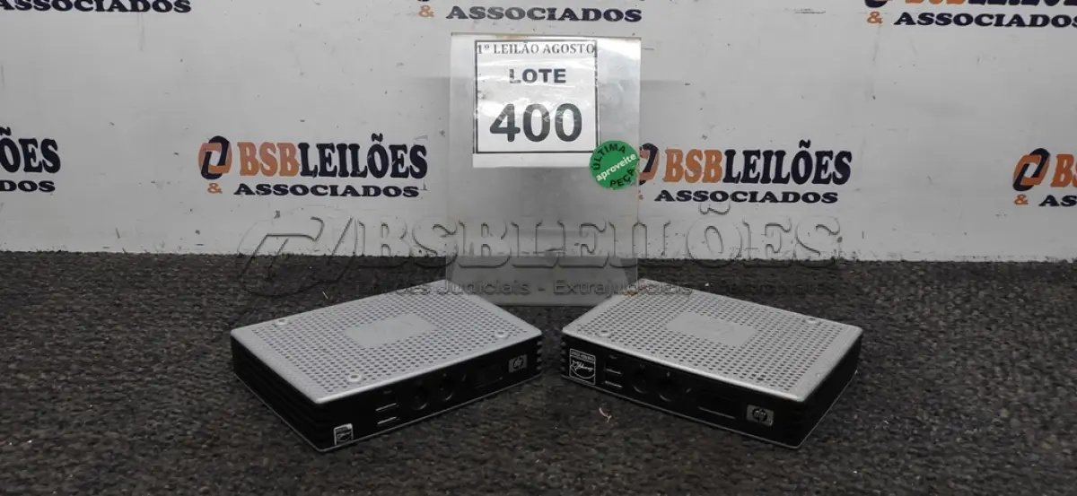 LOTE 400 - 02 MINIS PC MARCA HP. (NO ESTADO) ATENÇÃO! FAZER A VISITAÇÃO ANTES DE ARREMATAR, NÃO SABEMOS SE FUNCIONA. LEILÃO NÃO TEM GARANTIA E NEM DEVOLUÇÃO, SUJEITO A POSSÍVEIS AVARIAS VISÍVEIS/OCULTAS E/OU AUSÊNCIA DE COMPONENTES.