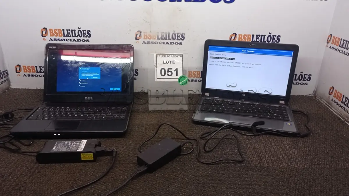 LOTE 051 - 01 NOTEBOOK MARCA DELL COM FONTE SEM BATERIA E 01 NOTEBOOK MARCA HP COM FONTE. (NO ESTADO) ATENÇÃO! FAZER A VISITAÇÃO ANTES DE ARREMATAR, NÃO SABEMOS SE FUNCIONA, LEILÃO NÃO TEM GARANTIA E NEM DEVOLUÇÃO, SUJEITO A POSSÍVEIS AVARIAS VISÍVEIS/OCULTAS E/OU AUSÊNCIA DE COMPONENTES.