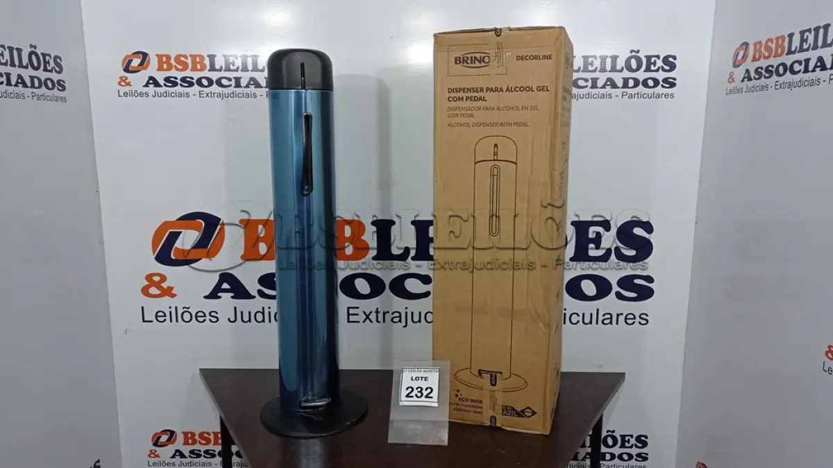 LOTE 232 - 01 DISPENSER PARA ÁLCOOL EM GEL COM PEDAL EM INOX MARCA BRINOX (NOVO). (NO ESTADO) ATENÇÃO! FAZER A VISITAÇÃO ANTES DE ARREMATAR, NÃO SABEMOS SE FUNCIONA. LEILÃO NÃO TEM GARANTIA E NEM DEVOLUÇÃO, SUJEITO A POSSÍVEIS AVARIAS VISÍVEIS/OCULTAS E/OU AUSÊNCIA DE COMPONENTES.
