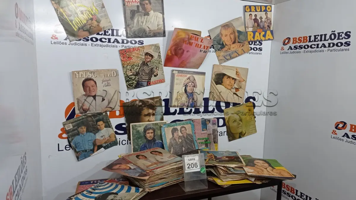 LOTE 206 - 01 LOTE COM GRANDE QUANTIDADE DE DISCOS DE VINIL. (NO ESTADO) ATENÇÃO! FAZER A VISITAÇÃO ANTES DE ARREMATAR, NÃO SABEMOS SE FUNCIONA. LEILÃO NÃO TEM GARANTIA E NEM DEVOLUÇÃO, SUJEITO A POSSÍVEIS AVARIAS VISÍVEIS/OCULTAS E/OU AUSÊNCIA DE COMPONENTES.