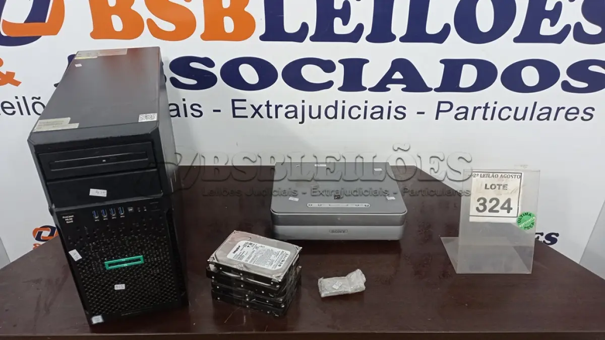 LOTE 324 - 01 SERVIDOR HP DR ML30 G9, 04 HDS, 01 PROJETOR SONY E 02 PROCESSADORES PARA PC. (NO ESTADO) ATENÇÃO! FAZER A VISITAÇÃO ANTES DE ARREMATAR, NÃO SABEMOS SE FUNCIONA. LEILÃO NÃO TEM GARANTIA E NEM DEVOLUÇÃO, SUJEITO A POSSÍVEIS AVARIAS VISÍVEIS/OCULTAS E/OU AUSÊNCIA DE COMPONENTES.