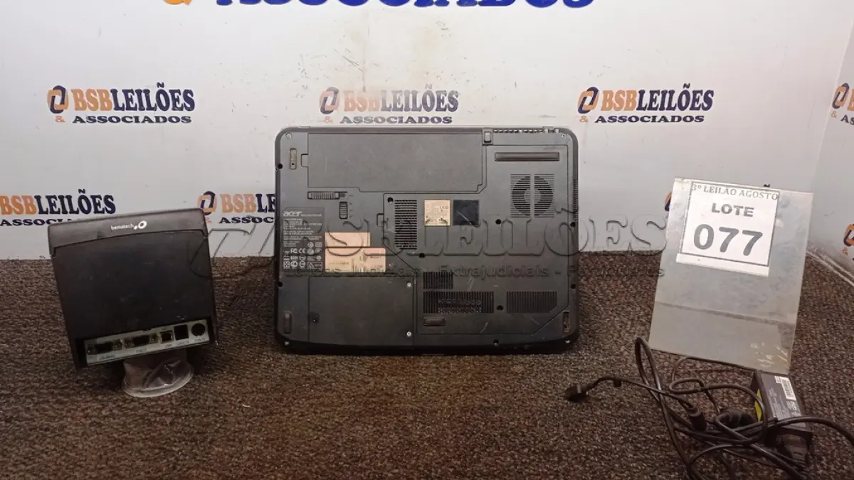 LOTE 077 - 01 IMPRESSORA TÉRMICA MARCA BEMATECH E 01 NOTEBOOK ACER COM FONTE. (NO ESTADO) ATENÇÃO! FAZER A VISITAÇÃO ANTES DE ARREMATAR, NÃO SABEMOS SE FUNCIONA, LEILÃO NÃO TEM GARANTIA E NEM DEVOLUÇÃO, SUJEITO A POSSÍVEIS AVARIAS VISÍVEIS/OCULTAS E/OU AUSÊNCIA DE COMPONENTES.