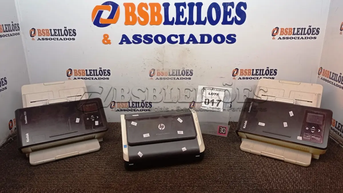 LOTE 017 - 02 SCANNERS MARCA KODAK E 01 MARCA HP. (NO ESTADO) ATENÇÃO! FAZER A VISITAÇÃO ANTES DE ARREMATAR, NÃO SABEMOS SE FUNCIONA, LEILÃO NÃO TEM GARANTIA E NEM DEVOLUÇÃO, SUJEITO A POSSÍVEIS AVARIAS VISÍVEIS/OCULTAS E/OU AUSÊNCIA DE COMPONENTES.