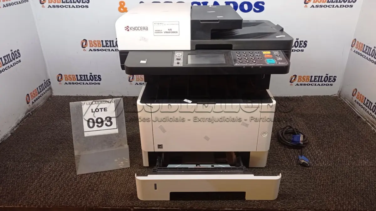 LOTE 093 - 01 IMPRESSORA KYOCERA MODELO M2640IDW. (NO ESTADO) ATENÇÃO! FAZER A VISITAÇÃO ANTES DE ARREMATAR, NÃO SABEMOS SE FUNCIONA, LEILÃO NÃO TEM GARANTIA E NEM DEVOLUÇÃO, SUJEITO A POSSÍVEIS AVARIAS VISÍVEIS/OCULTAS E/OU AUSÊNCIA DE COMPONENTES.