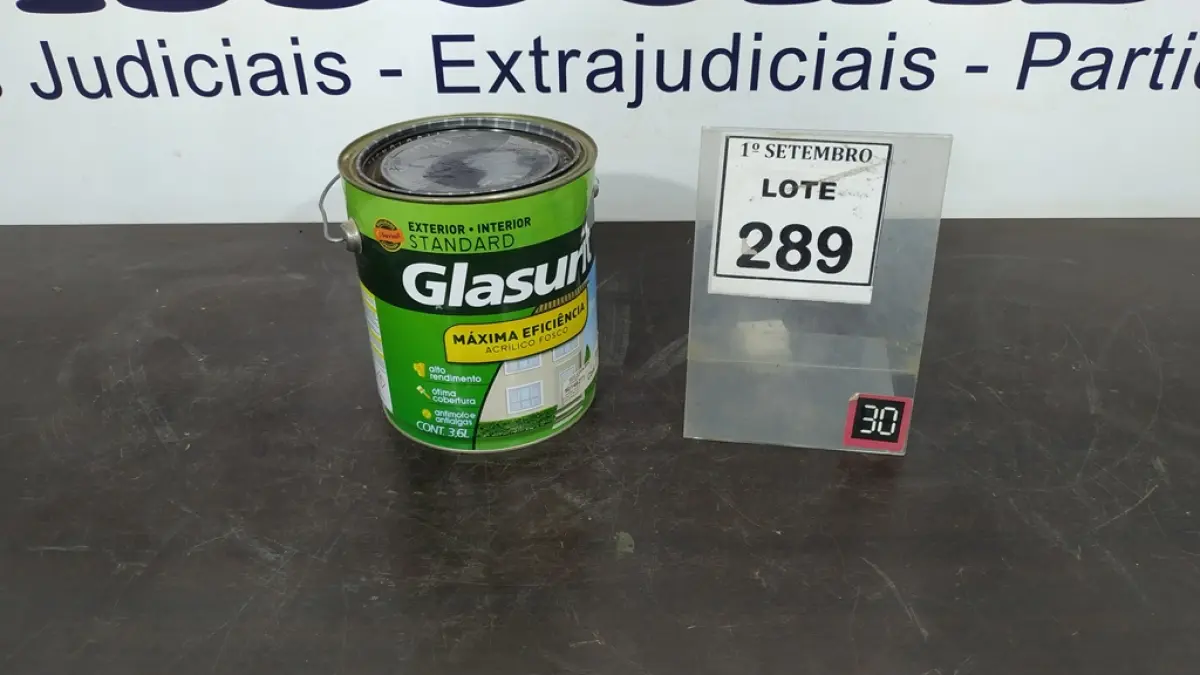01 LATA DE ACRÍLICO FOSCO 3,6L NA COR FOSCO EQUILÍBRIO MARCA GLASURIT. (NO ESTADO) ATENÇÃO! FAZER A VISITAÇÃO ANTES DE ARREMATAR, NÃO SABEMOS SE FUNCIONA, LEILÃO NÃO TEM GARANTIA E NEM DEVOLUÇÃO, SUJEITO A POSSÍVEIS AVARIAS VISÍVEIS/OCULTAS E/OU AUSÊNCIA DE COMPONENTES.
