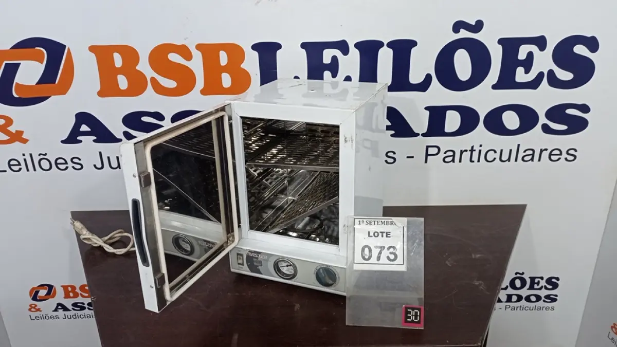 01 ESTUFA DE ESTERILIZAÇÃO E SECAGEM. (NO ESTADO) ATENÇÃO! FAZER A VISITAÇÃO ANTES DE ARREMATAR, NÃO SABEMOS SE FUNCIONA, LEILÃO NÃO TEM GARANTIA E NEM DEVOLUÇÃO, SUJEITO A POSSÍVEIS AVARIAS VISÍVEIS/OCULTAS E/OU AUSÊNCIA DE COMPONENTES.