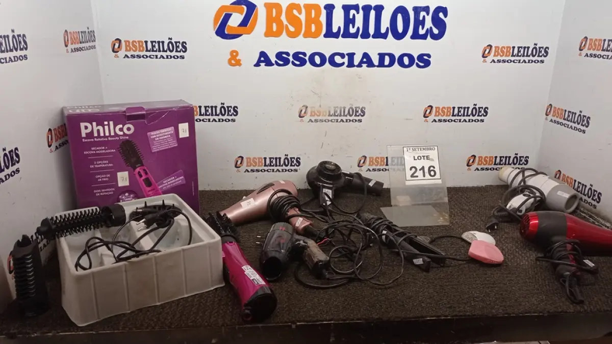 05 SECADORES DE CABELO, 01 ESCOVA ELÉTRICA E 01 CHAPINHA DE CABELO. (NO ESTADO) ATENÇÃO! FAZER A VISITAÇÃO ANTES DE ARREMATAR, NÃO SABEMOS SE FUNCIONA, LEILÃO NÃO TEM GARANTIA E NEM DEVOLUÇÃO, SUJEITO A POSSÍVEIS AVARIAS VISÍVEIS/OCULTAS E/OU AUSÊNCIA DE COMPONENTES. (NO ESTADO) ATENÇÃO! FAZER A VISITAÇÃO ANTES DE ARREMATAR, NÃO SABEMOS SE FUNCIONA, LEILÃO NÃO TEM GARANTIA E NEM DEVOLUÇÃO, SUJEITO A POSSÍVEIS AVARIAS VISÍVEIS/OCULTAS E/OU AUSÊNCIA DE COMPONENTES