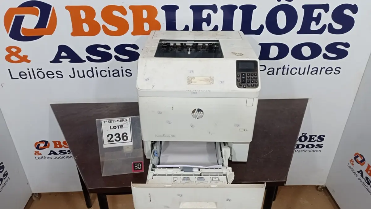 01 IMPRESSORA MARCA HP M605. (NO ESTADO) ATENÇÃO! FAZER A VISITAÇÃO ANTES DE ARREMATAR, NÃO SABEMOS SE FUNCIONA, LEILÃO NÃO TEM GARANTIA E NEM DEVOLUÇÃO, SUJEITO A POSSÍVEIS AVARIAS VISÍVEIS/OCULTAS E/OU AUSÊNCIA DE COMPONENTES