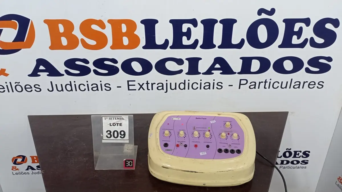 01 APARELHO DE ALTA FREQUÊNCIA BELLE FACE MARCA ELETROBEL. (NO ESTADO) ATENÇÃO! FAZER A VISITAÇÃO ANTES DE ARREMATAR, NÃO SABEMOS SE FUNCIONA, LEILÃO NÃO TEM GARANTIA E NEM DEVOLUÇÃO, SUJEITO A POSSÍVEIS AVARIAS VISÍVEIS/OCULTAS E/OU AUSÊNCIA DE COMPONENTES