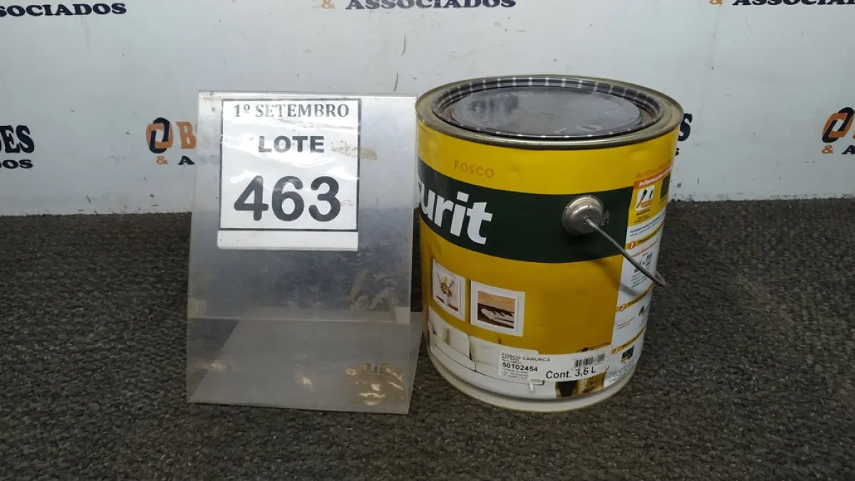 01 LATA DE TINTA ACRÍLICA 3,6L NA COR FOSCO CAMURÇA MARCA GLASURIT. (NO ESTADO) ATENÇÃO! FAZER A VISITAÇÃO ANTES DE ARREMATAR, NÃO SABEMOS SE FUNCIONA, LEILÃO NÃO TEM GARANTIA E NEM DEVOLUÇÃO, SUJEITO A POSSÍVEIS AVARIAS VISÍVEIS/OCULTAS E/OU AUSÊNCIA DE COMPONENTES.