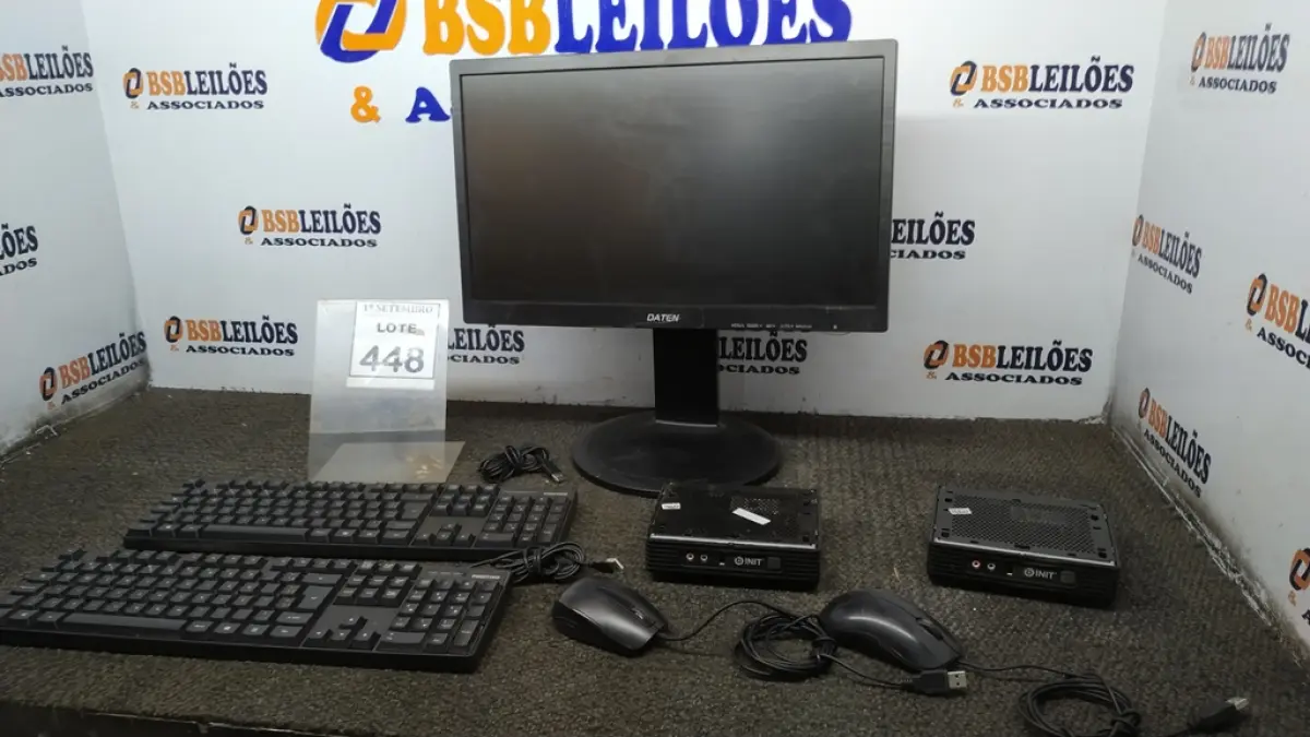01 MONITOR MARCA DATEN, 02 TECLADOS, 02 MOUSES E 02 MINI PC INIT. (NO ESTADO) ATENÇÃO! FAZER A VISITAÇÃO ANTES DE ARREMATAR, NÃO SABEMOS SE FUNCIONA, LEILÃO NÃO TEM GARANTIA E NEM DEVOLUÇÃO, SUJEITO A POSSÍVEIS AVARIAS VISÍVEIS/OCULTAS E/OU AUSÊNCIA DE COMPONENTES.