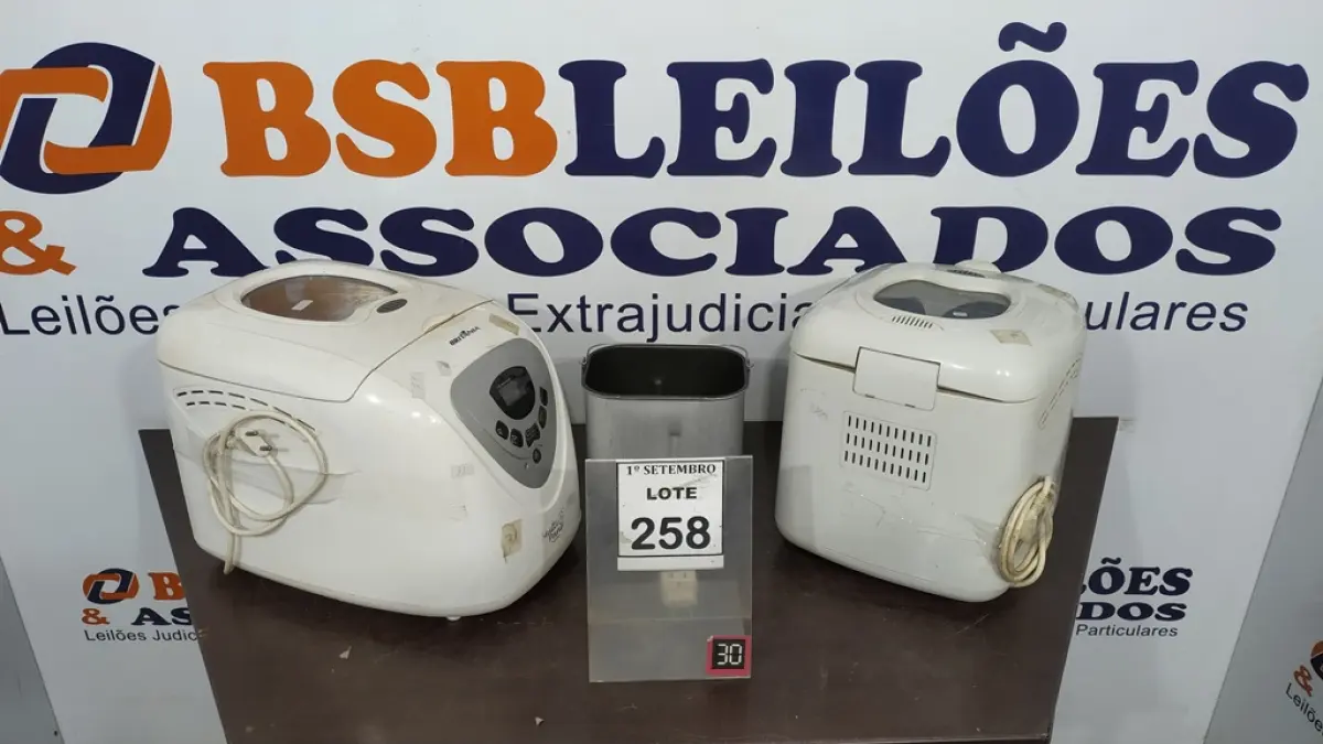 02 PANIFICADORAS ELÉTRICA MULTI PANE. (NO ESTADO) ATENÇÃO! FAZER A VISITAÇÃO ANTES DE ARREMATAR, NÃO SABEMOS SE FUNCIONA, LEILÃO NÃO TEM GARANTIA E NEM DEVOLUÇÃO, SUJEITO A POSSÍVEIS AVARIAS VISÍVEIS/OCULTAS E/OU AUSÊNCIA DE COMPONENTES